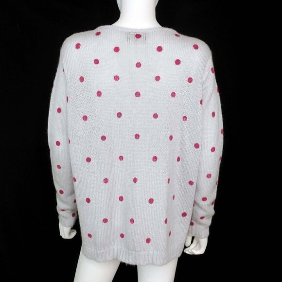 Wooden Ships Oversized Knit Sweater V-Neck Mohair Blend Polka Dot Women's XS/SM - Picture 3 of 5